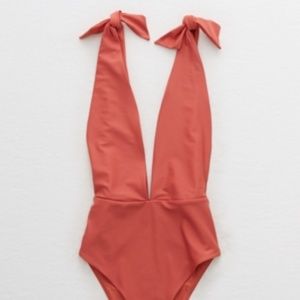 Aerie Tie Strap Plunge Swimsuit